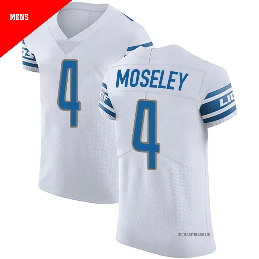 Men's Emmanuel Moseley ＃4 Detroit Lions White Elite Vapor Untouchable Jersey