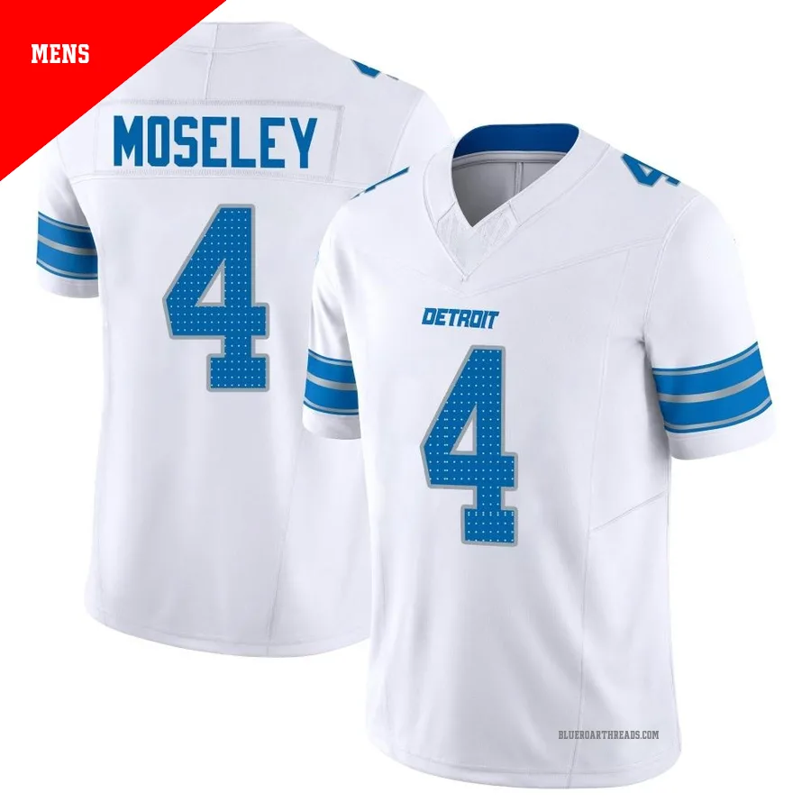 Men's Emmanuel Moseley ＃4 Detroit Lions White Limited Vapor F.U.S.E. 2nd Jersey