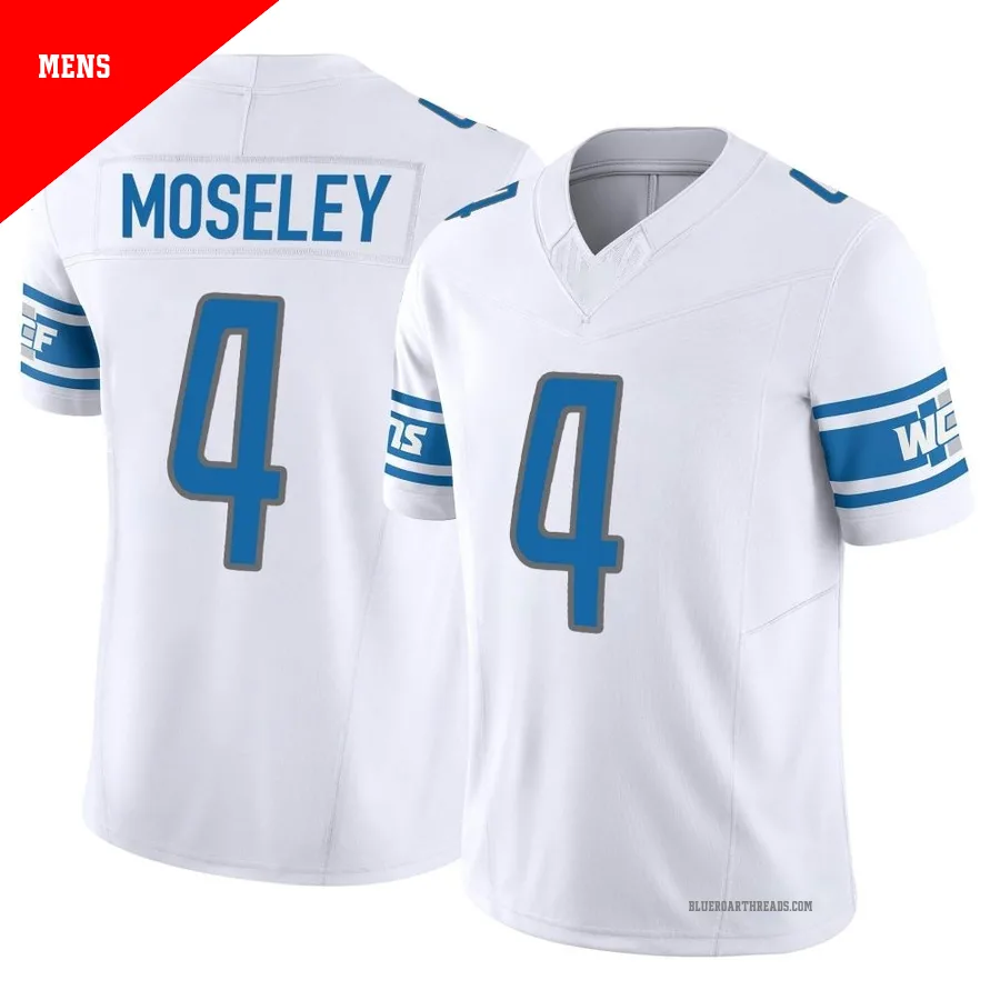 Men's Emmanuel Moseley ＃4 Detroit Lions White Limited Vapor F.U.S.E. Jersey