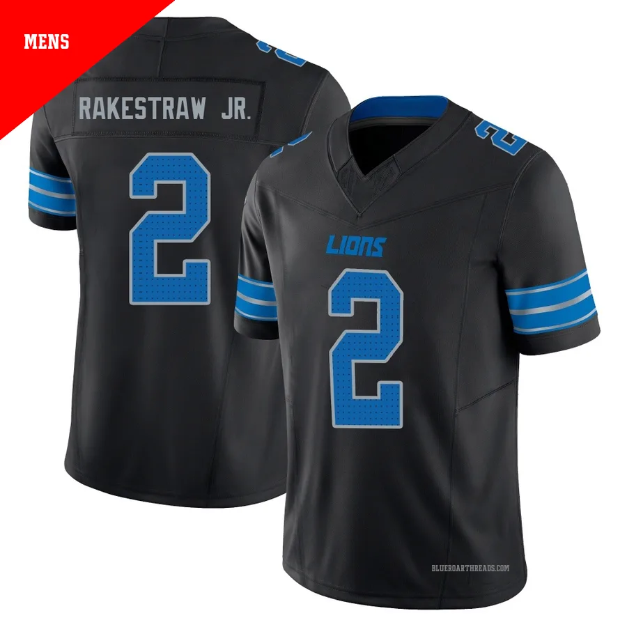 Men's Ennis Rakestraw Jr. ＃2 Detroit Lions Black Limited Alternate Vapor F.U.S.E. 2nd Jersey