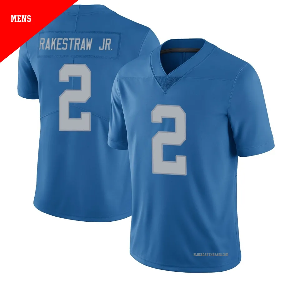 Men's Ennis Rakestraw Jr. ＃2 Detroit Lions Blue Limited Throwback Vapor Untouchable Jersey