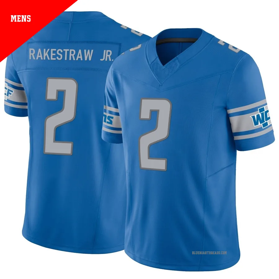 Men's Ennis Rakestraw Jr. ＃2 Detroit Lions Blue Limited Vapor F.U.S.E. Jersey