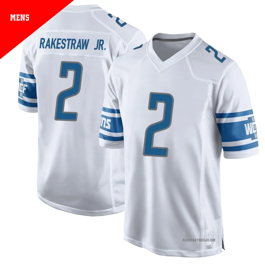 Men's Ennis Rakestraw Jr. ＃2 Detroit Lions White Game Jersey