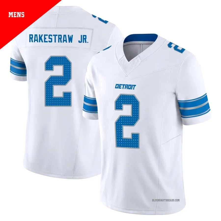 Men's Ennis Rakestraw Jr. ＃2 Detroit Lions White Limited Vapor F.U.S.E. 2nd Jersey