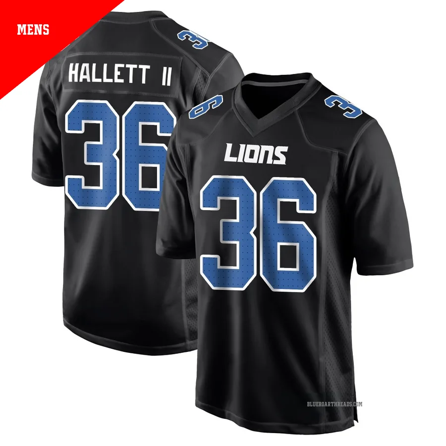 Men's Erick Hallett II ＃36 Detroit Lions Black Game Carbon Fashion Jersey