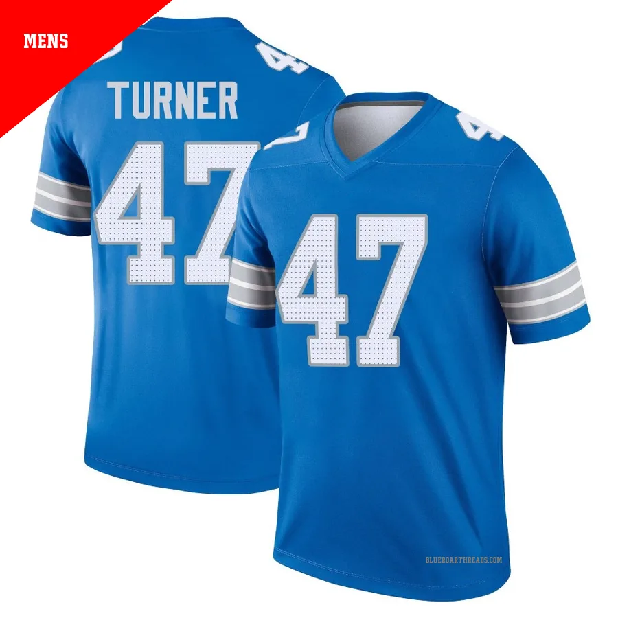 Men's Ezekiel Turner ＃47 Detroit Lions Blue Legend 2nd Jersey