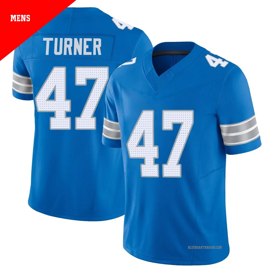 Men's Ezekiel Turner ＃47 Detroit Lions Blue Limited Vapor F.U.S.E. 2nd Jersey