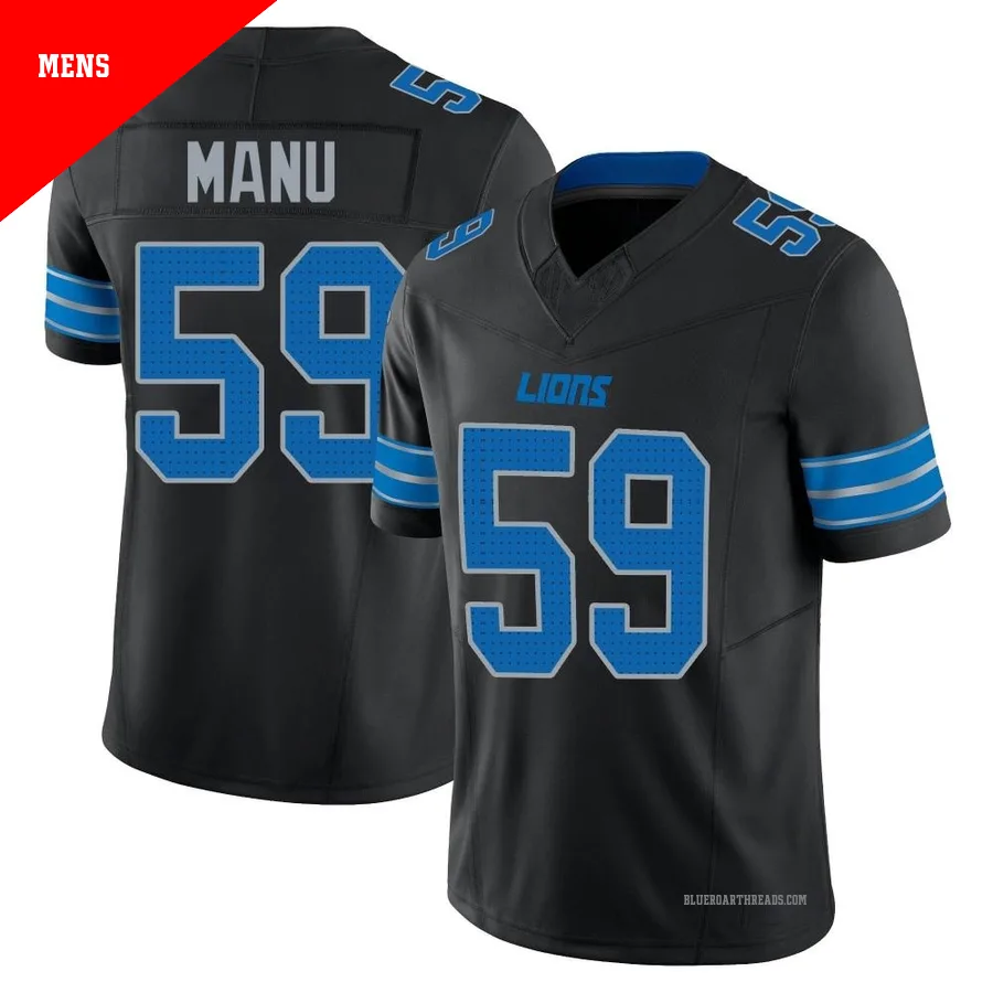 Men's Giovanni Manu ＃59 Detroit Lions Black Limited Alternate Vapor F.U.S.E. 2nd Jersey