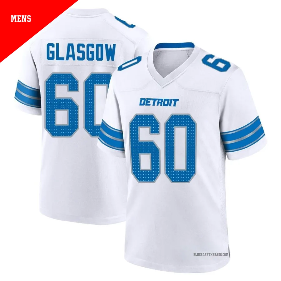 Men's Graham Glasgow ＃60 Detroit Lions White Game 2nd Jersey