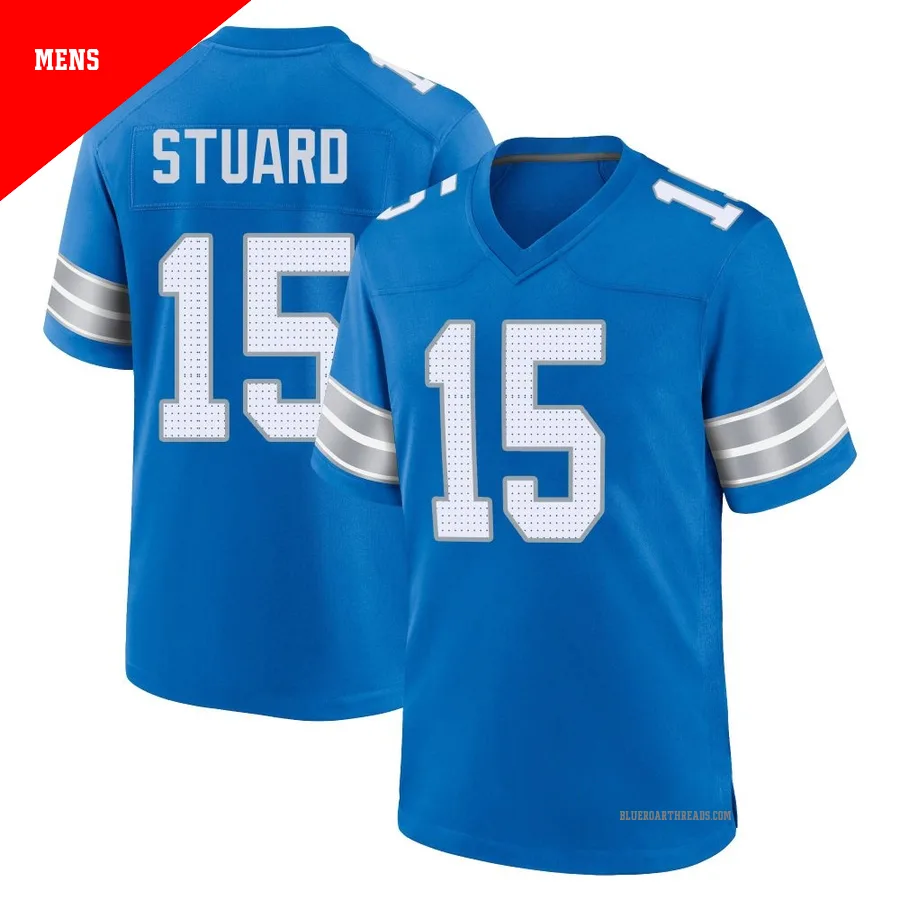 Men's Grant Stuard ＃15 Detroit Lions Blue Game 2nd Jersey