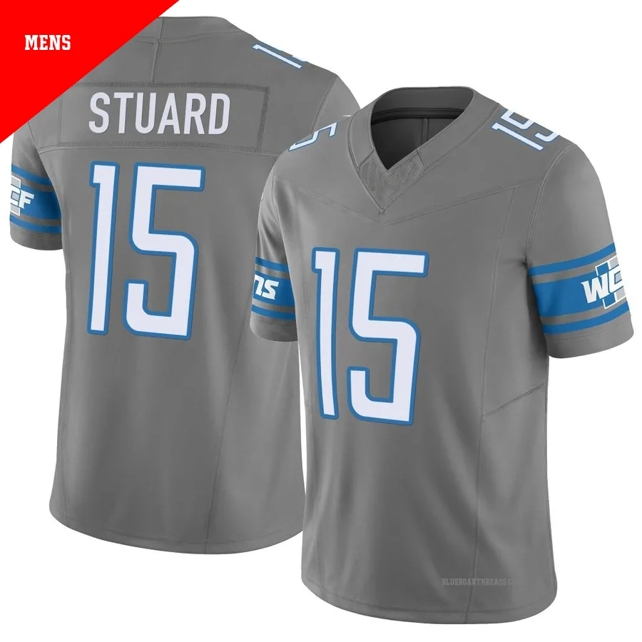 Men's Grant Stuard ＃15 Detroit Lions Limited Silver Vapor F.U.S.E. Jersey