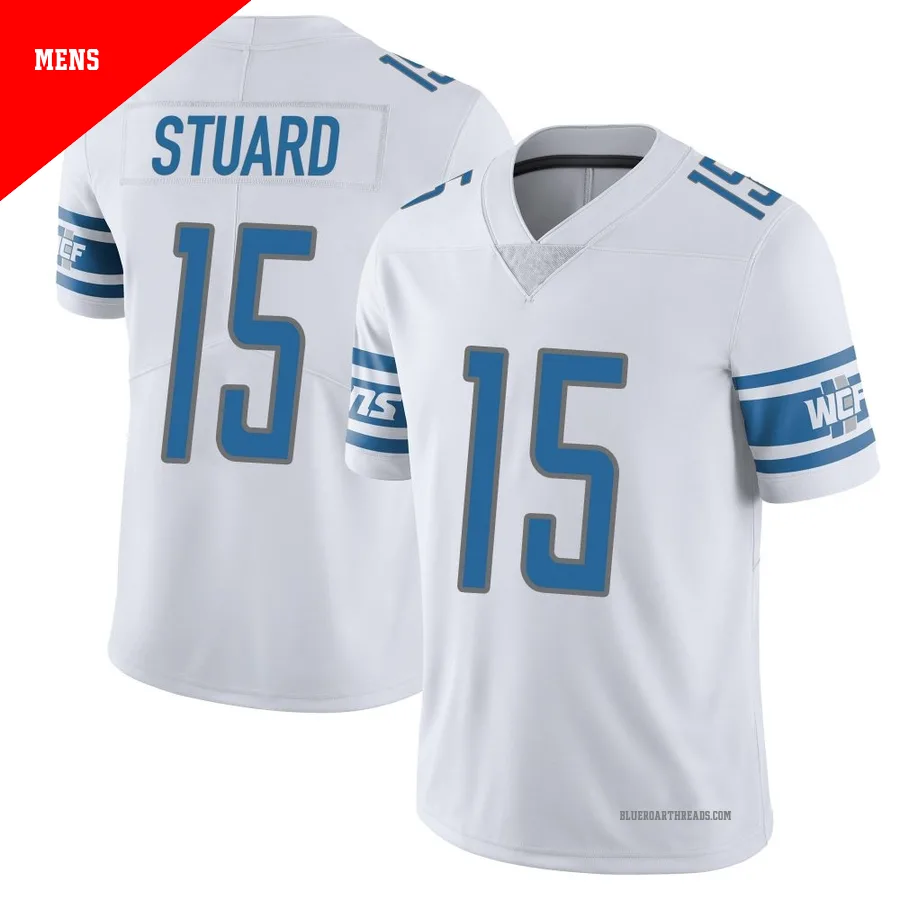 Men's Grant Stuard ＃15 Detroit Lions White Limited Vapor Untouchable Jersey