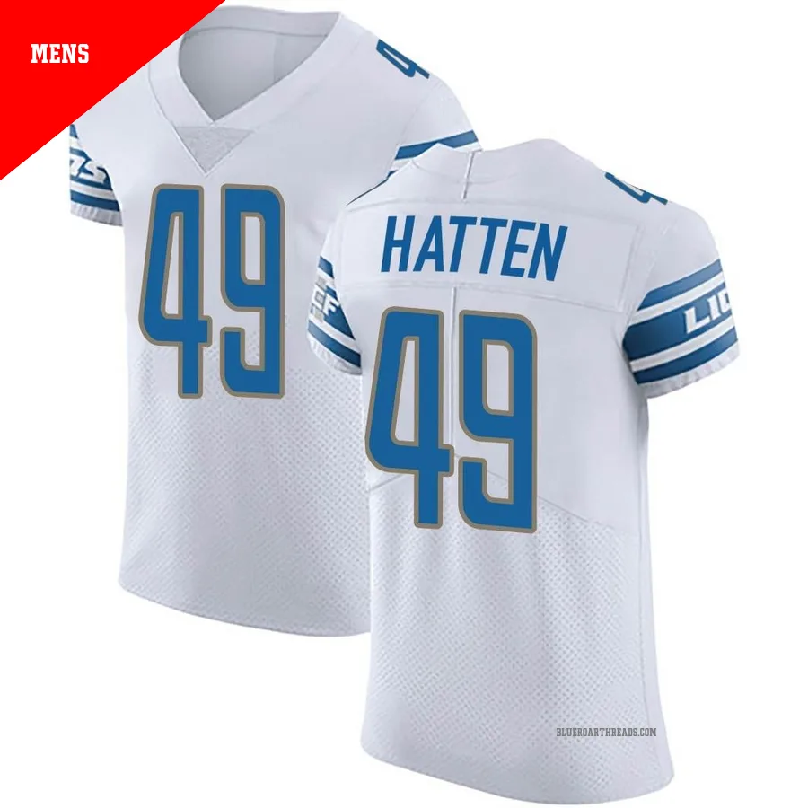 Men's Hogan Hatten ＃49 Detroit Lions White Elite Vapor Untouchable Jersey