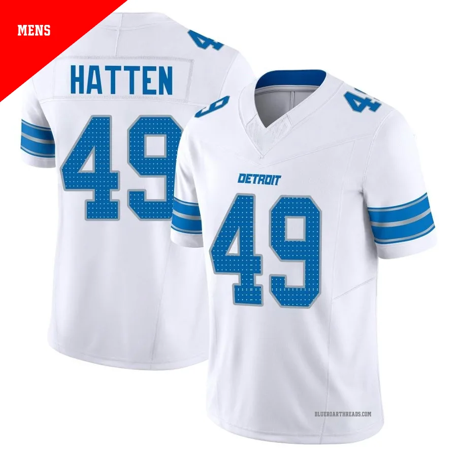 Men's Hogan Hatten ＃49 Detroit Lions White Limited Vapor F.U.S.E. 2nd Jersey