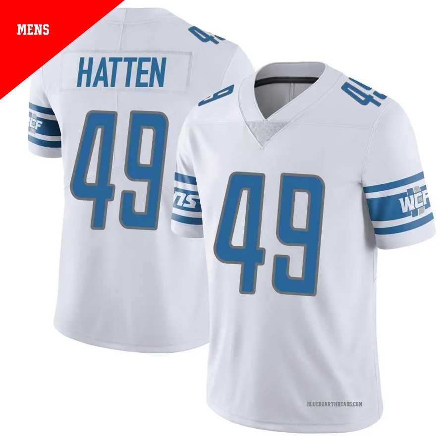 Men's Hogan Hatten ＃49 Detroit Lions White Limited Vapor Untouchable Jersey