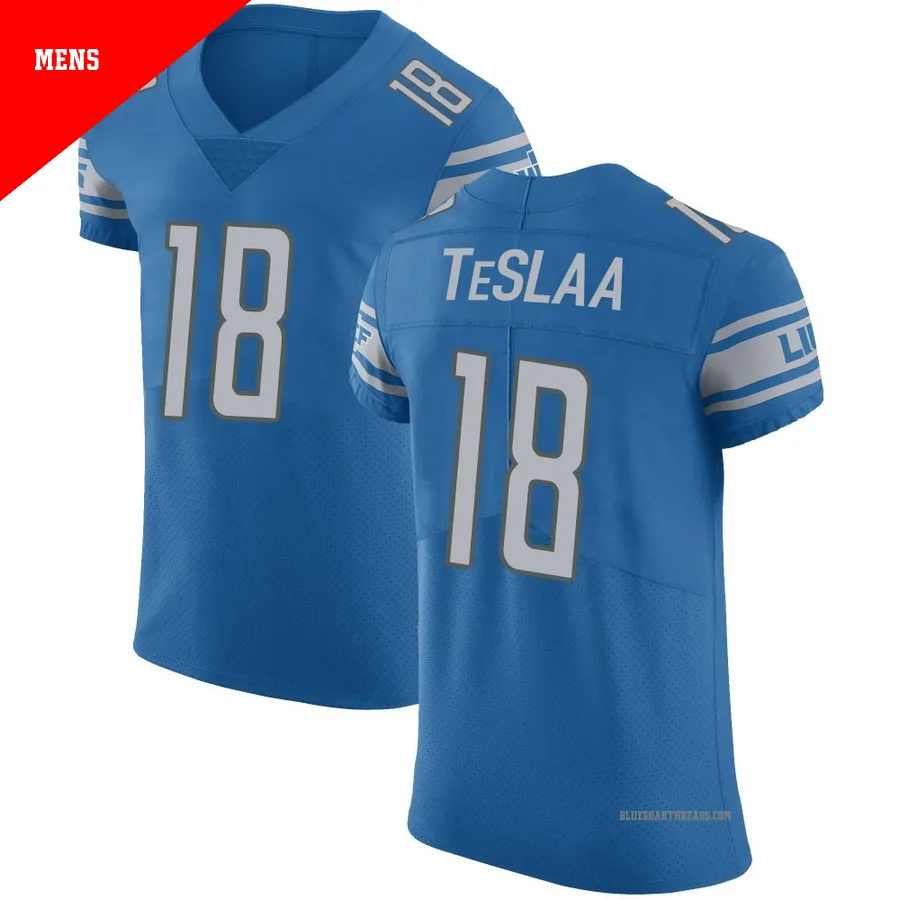 Men's Isaac TeSlaa ＃18 Detroit Lions Blue Elite Team Color Vapor Untouchable Jersey