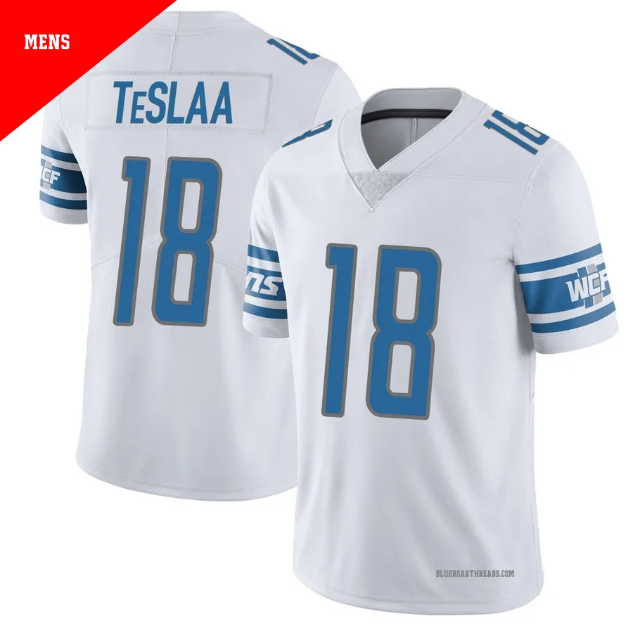 Men's Isaac TeSlaa ＃18 Detroit Lions White Limited Vapor Untouchable Jersey