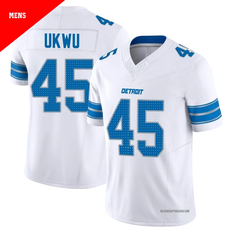 Men's Isaac Ukwu ＃45 Detroit Lions White Limited Vapor F.U.S.E. 2nd Jersey