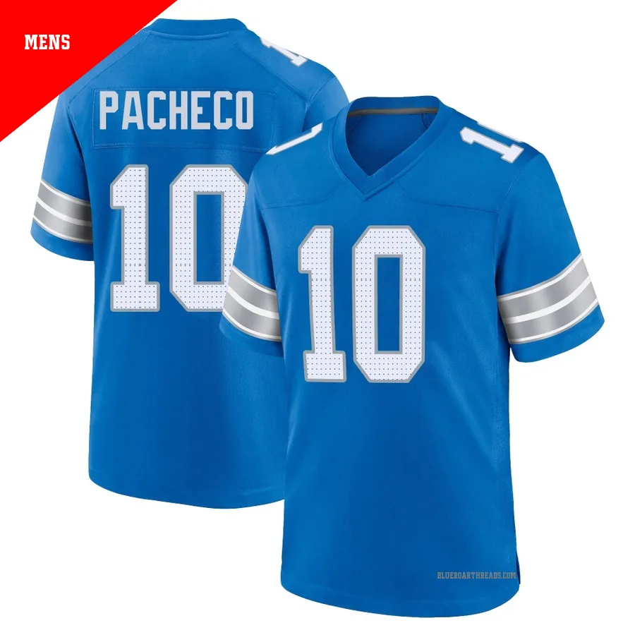 Men's Isiah Pacheco ＃10 Detroit Lions Blue Game 2nd Jersey