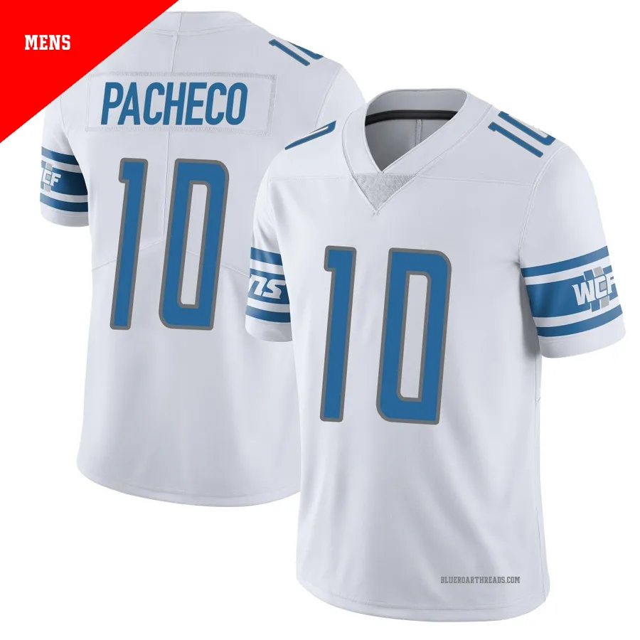 Men's Isiah Pacheco ＃10 Detroit Lions White Limited Vapor Untouchable Jersey