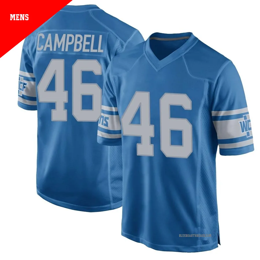 Men's Jack Campbell ＃46 Detroit Lions Blue Game Throwback Vapor Untouchable Jersey