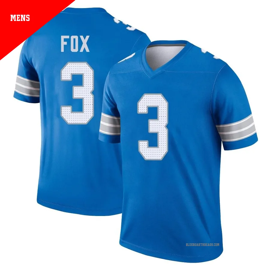 Men's Jack Fox ＃3 Detroit Lions Blue Legend 2nd Jersey