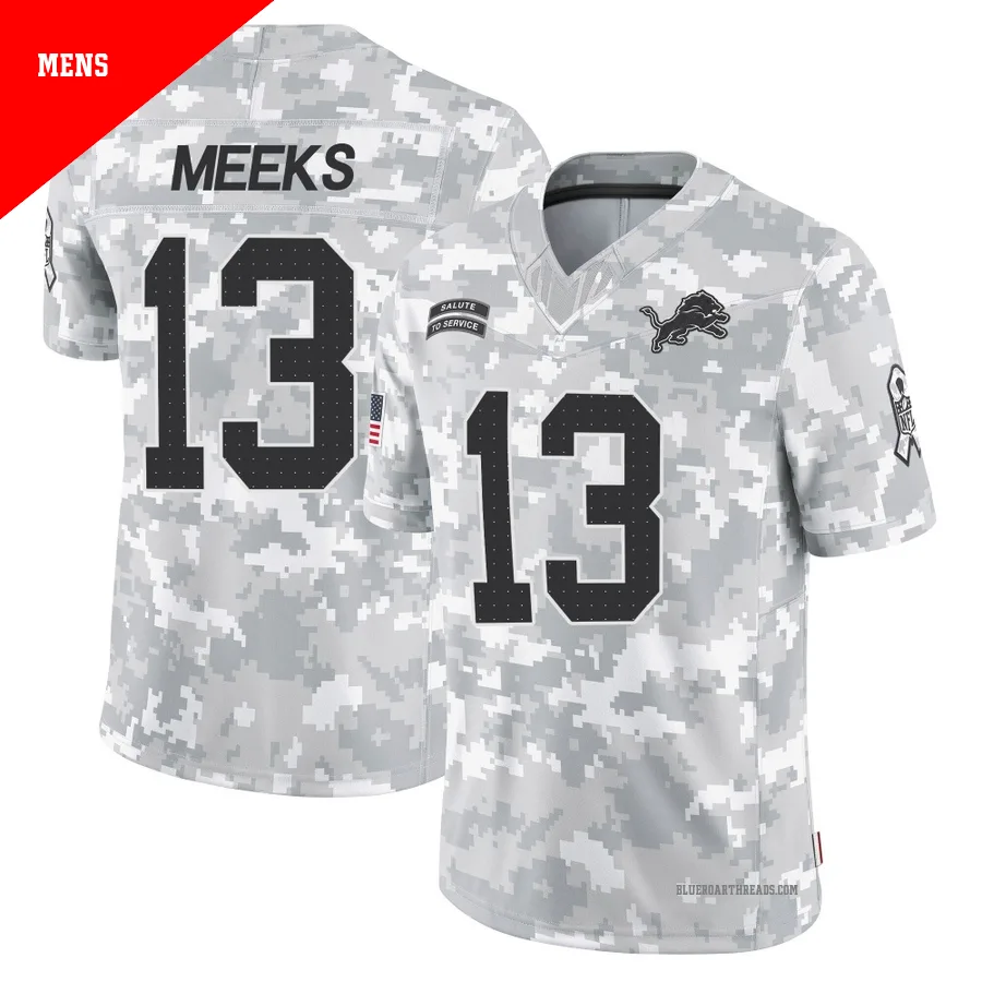 Men's Jackson Meeks ＃13 Detroit Lions Arctic Camo Limited 2024 Salute to Service Jersey