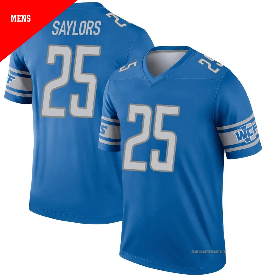 Men's Jacob Saylors ＃25 Detroit Lions Blue Legend Jersey