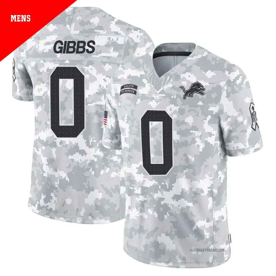 Men's Jahmyr Gibbs ＃0 Detroit Lions Arctic Camo Limited 2024 Salute to Service Jersey