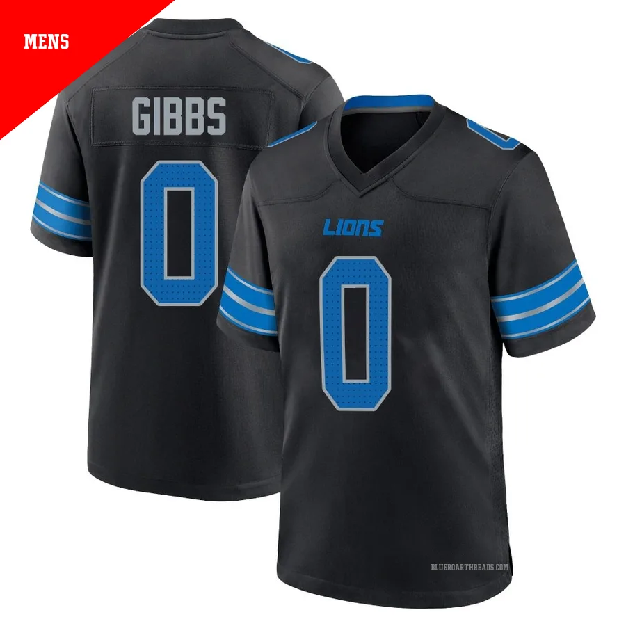 Men's Jahmyr Gibbs ＃0 Detroit Lions Black Game Alternate 2nd Jersey