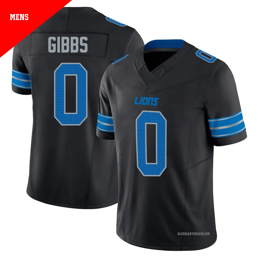 Men's Jahmyr Gibbs ＃0 Detroit Lions Black Limited Alternate Vapor F.U.S.E. 2nd Jersey
