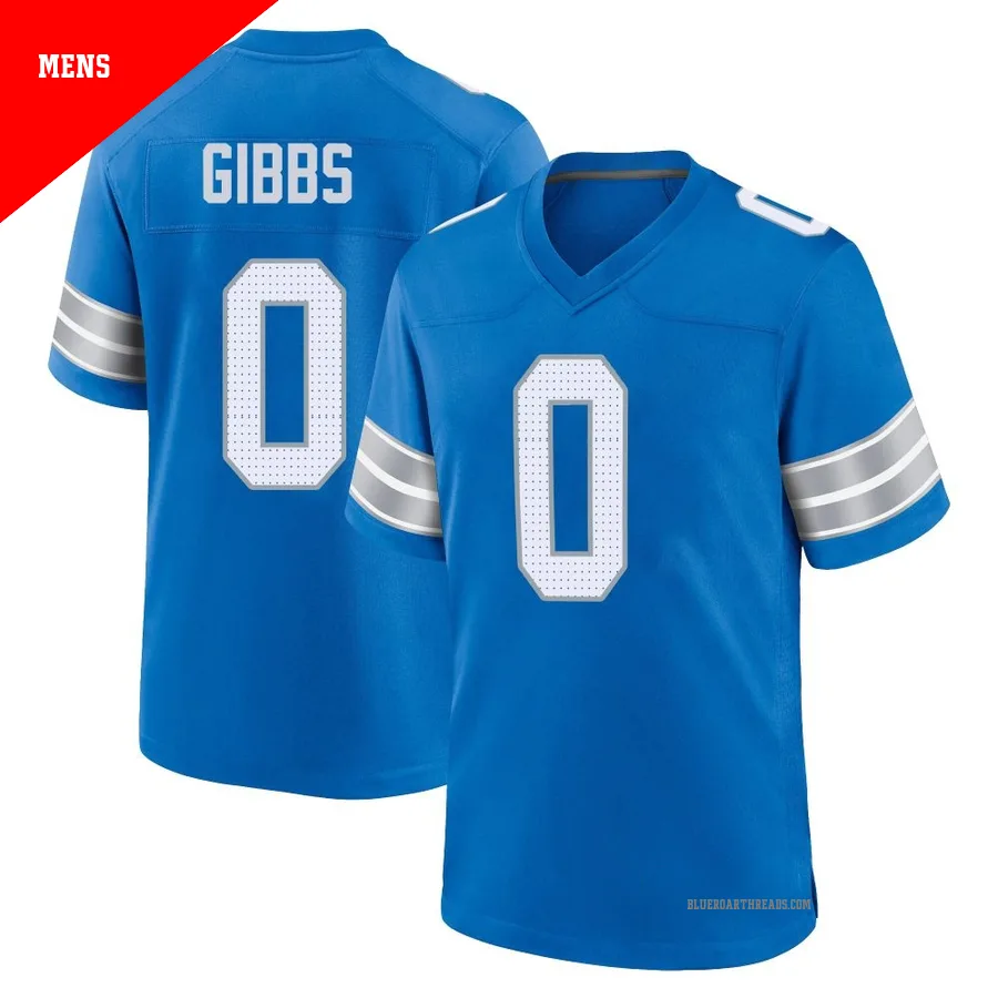 Men's Jahmyr Gibbs ＃0 Detroit Lions Blue Game 2nd Jersey