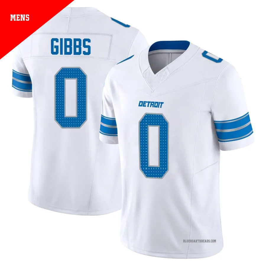 Men's Jahmyr Gibbs ＃0 Detroit Lions White Limited Vapor F.U.S.E. 2nd Jersey