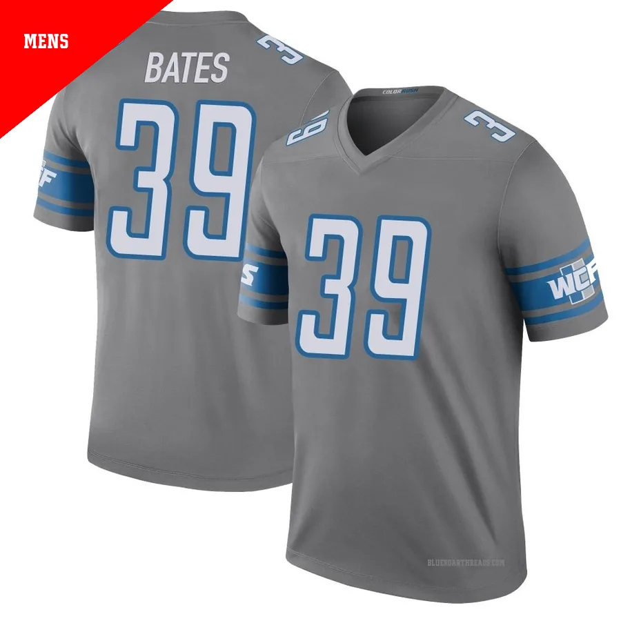 Men's Jake Bates ＃39 Detroit Lions Legend Color Rush Steel Jersey