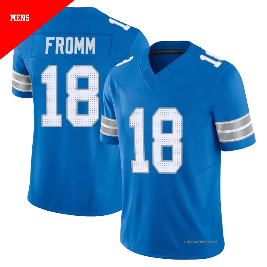 Men's Jake Fromm ＃18 Detroit Lions Blue Limited Vapor F.U.S.E. 2nd Jersey