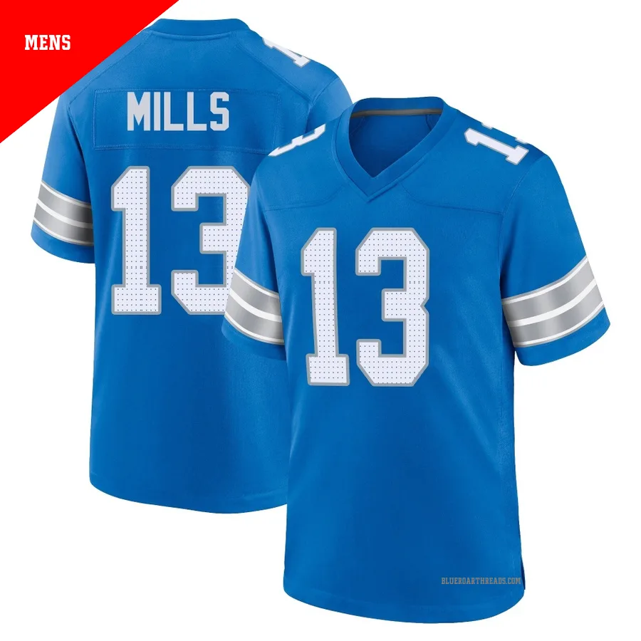 Men's Jalen Mills ＃13 Detroit Lions Blue Game 2nd Jersey