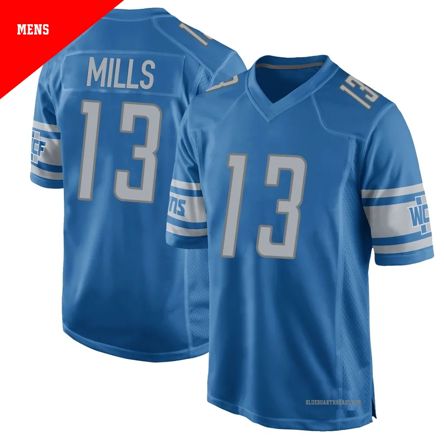 Men's Jalen Mills ＃13 Detroit Lions Blue Game Team Color Jersey