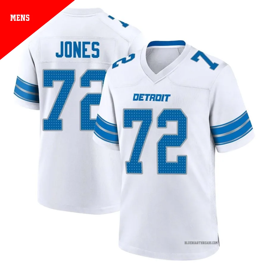 Men's Jamarco Jones ＃72 Detroit Lions White Game 2nd Jersey