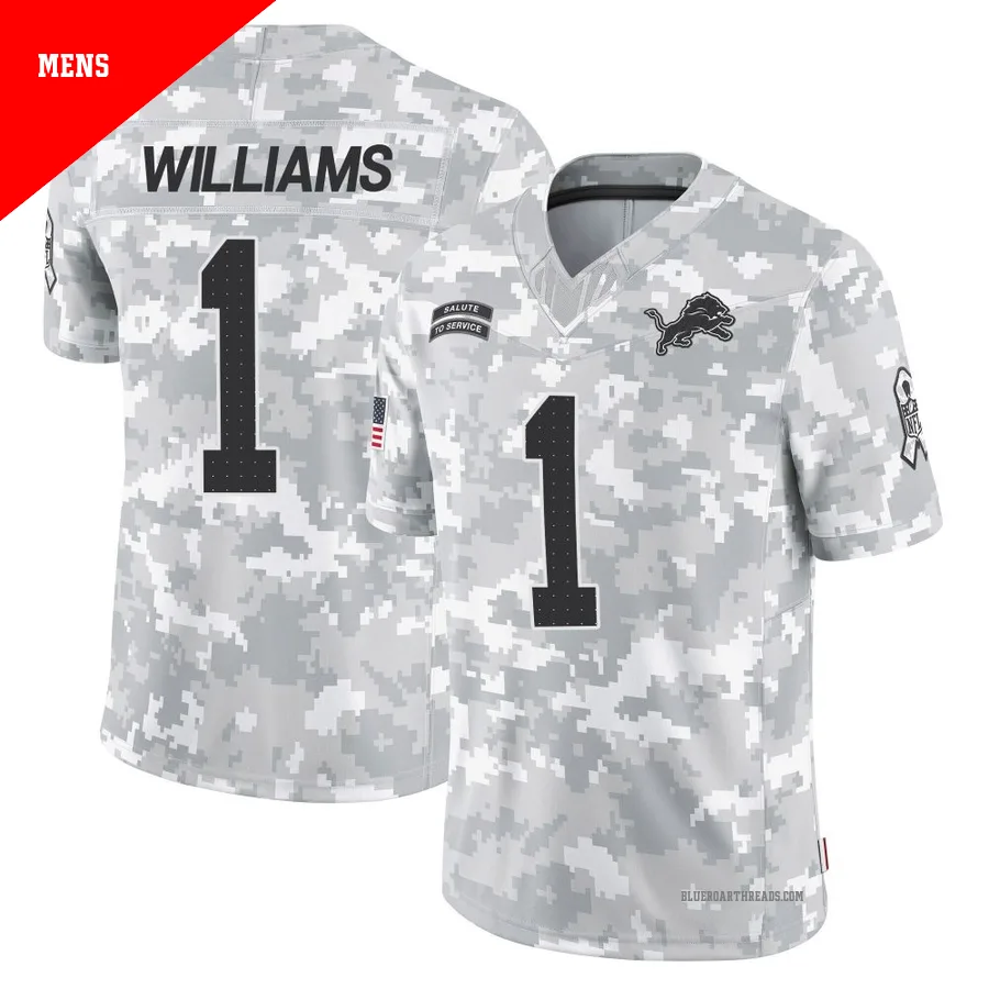 Men's Jameson Williams ＃1 Detroit Lions Arctic Camo Limited 2024 Salute to Service Jersey