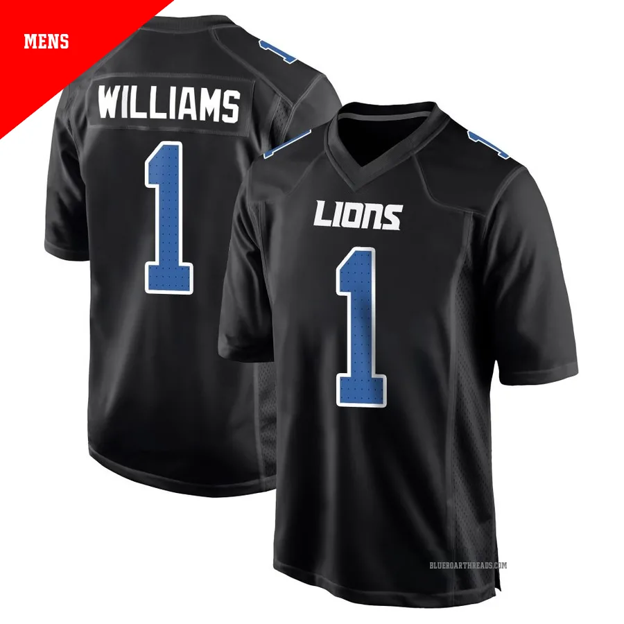 Men's Jameson Williams ＃1 Detroit Lions Black Game Carbon Fashion Jersey
