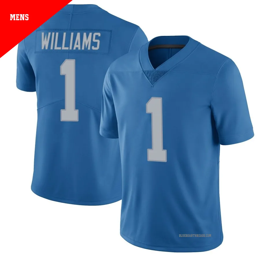 Men's Jameson Williams ＃1 Detroit Lions Blue Limited Throwback Vapor Untouchable Jersey