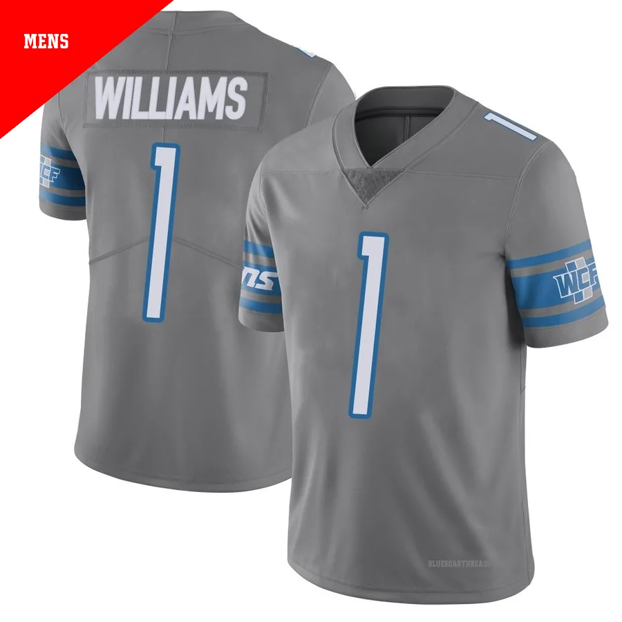 Men's Jameson Williams ＃1 Detroit Lions Limited Color Rush Steel Vapor Untouchable Jersey