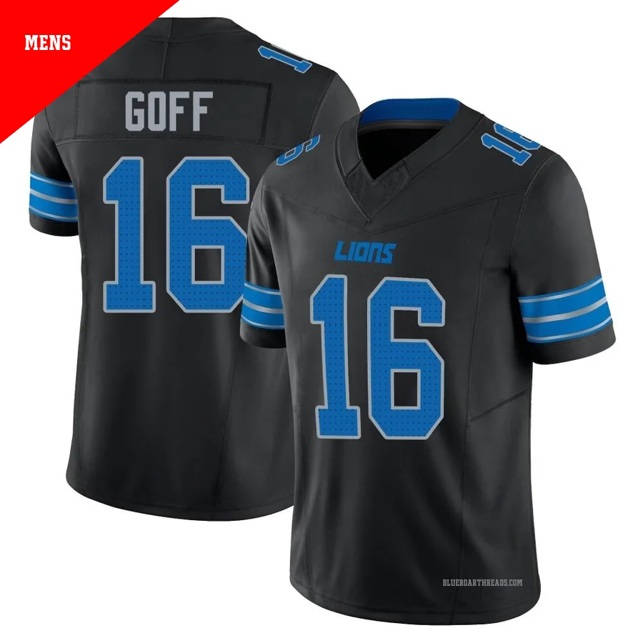 Men's Jared Goff ＃16 Detroit Lions Black Limited Alternate Vapor F.U.S.E. 2nd Jersey