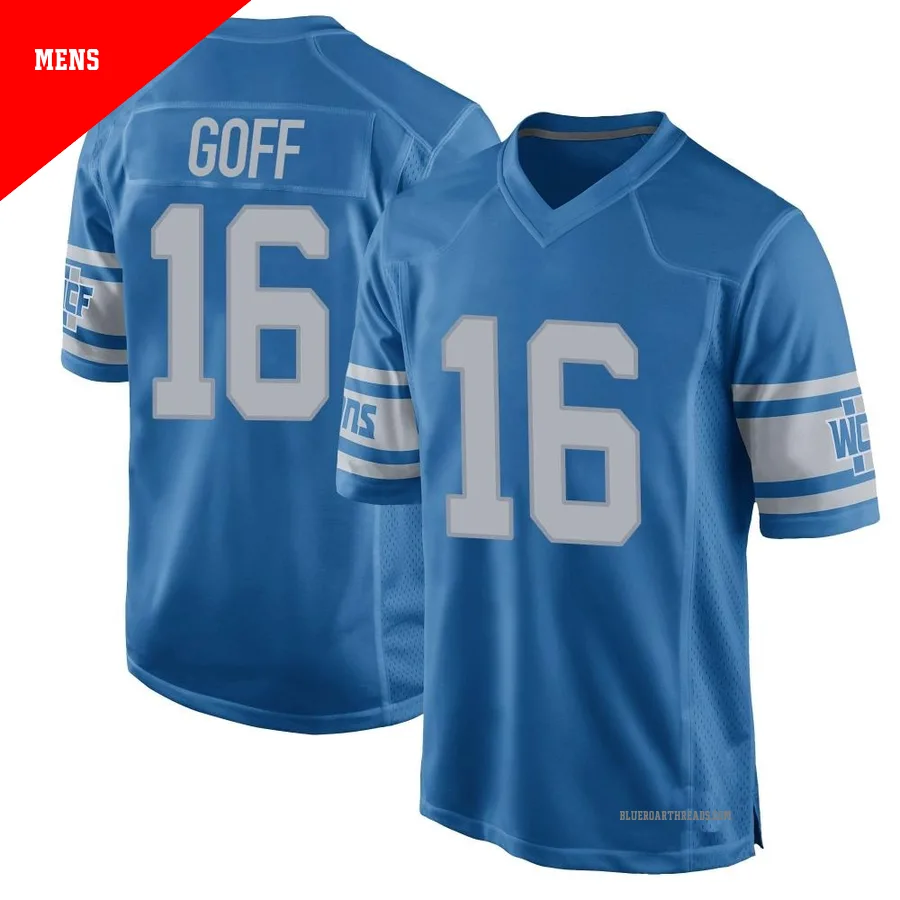 Men's Jared Goff ＃16 Detroit Lions Blue Game Throwback Vapor Untouchable Jersey