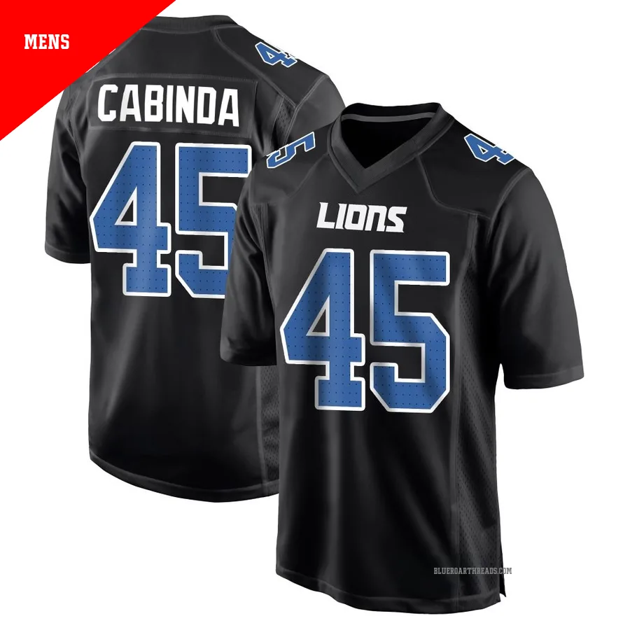 Men's Jason Cabinda ＃45 Detroit Lions Black Game Carbon Fashion Jersey