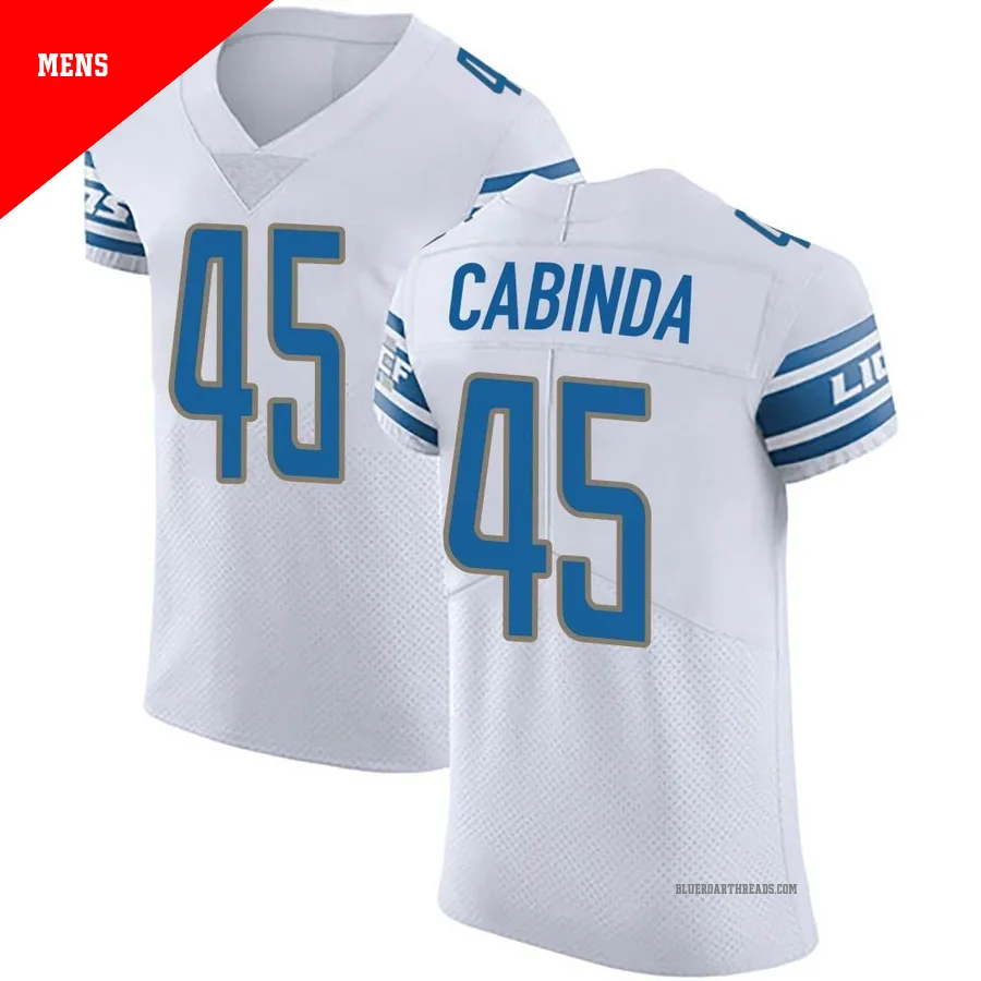 Men's Jason Cabinda ＃45 Detroit Lions White Elite Vapor Untouchable Jersey
