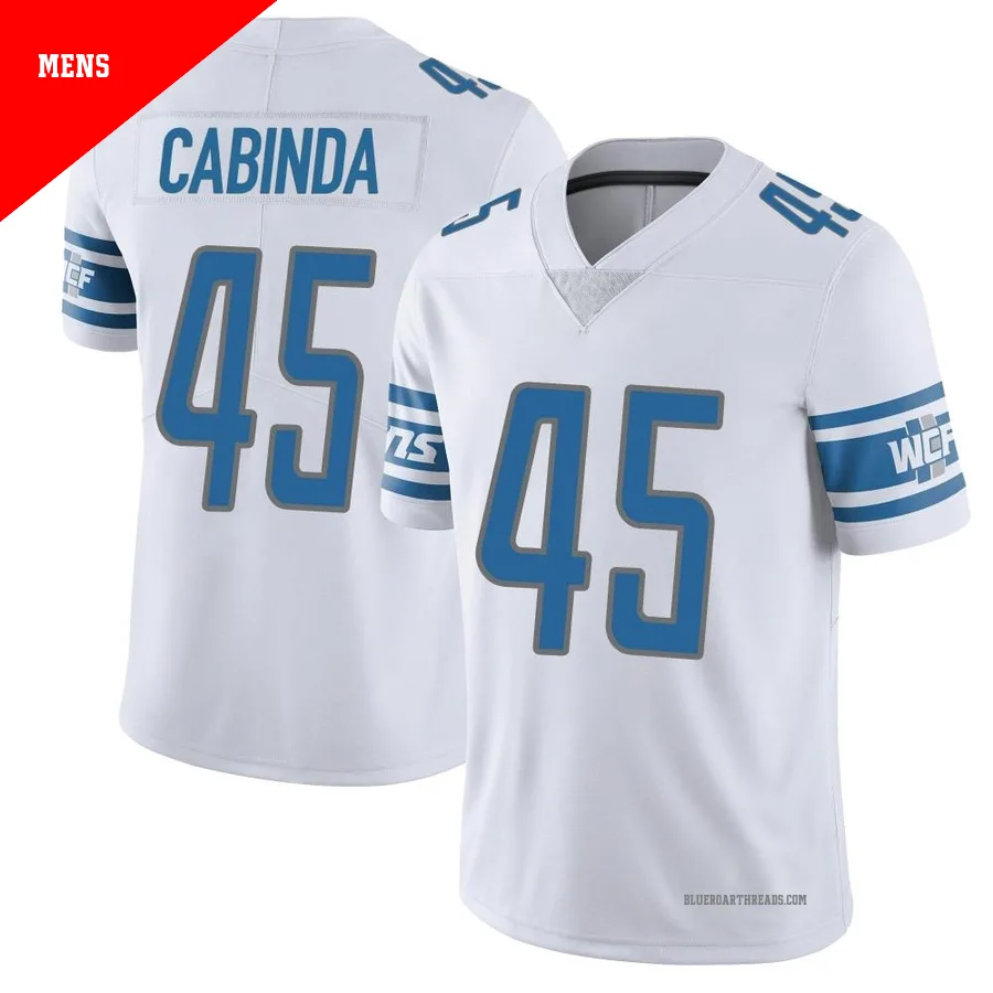 Men's Jason Cabinda ＃45 Detroit Lions White Limited Vapor Untouchable Jersey