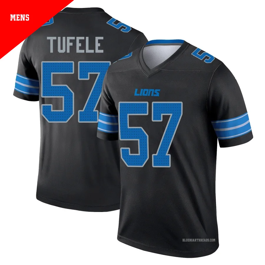 Men's Jay Tufele ＃57 Detroit Lions Black Legend Jersey