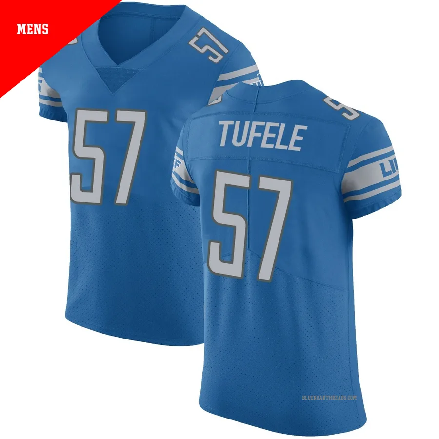 Men's Jay Tufele ＃57 Detroit Lions Blue Elite Team Color Vapor Untouchable Jersey