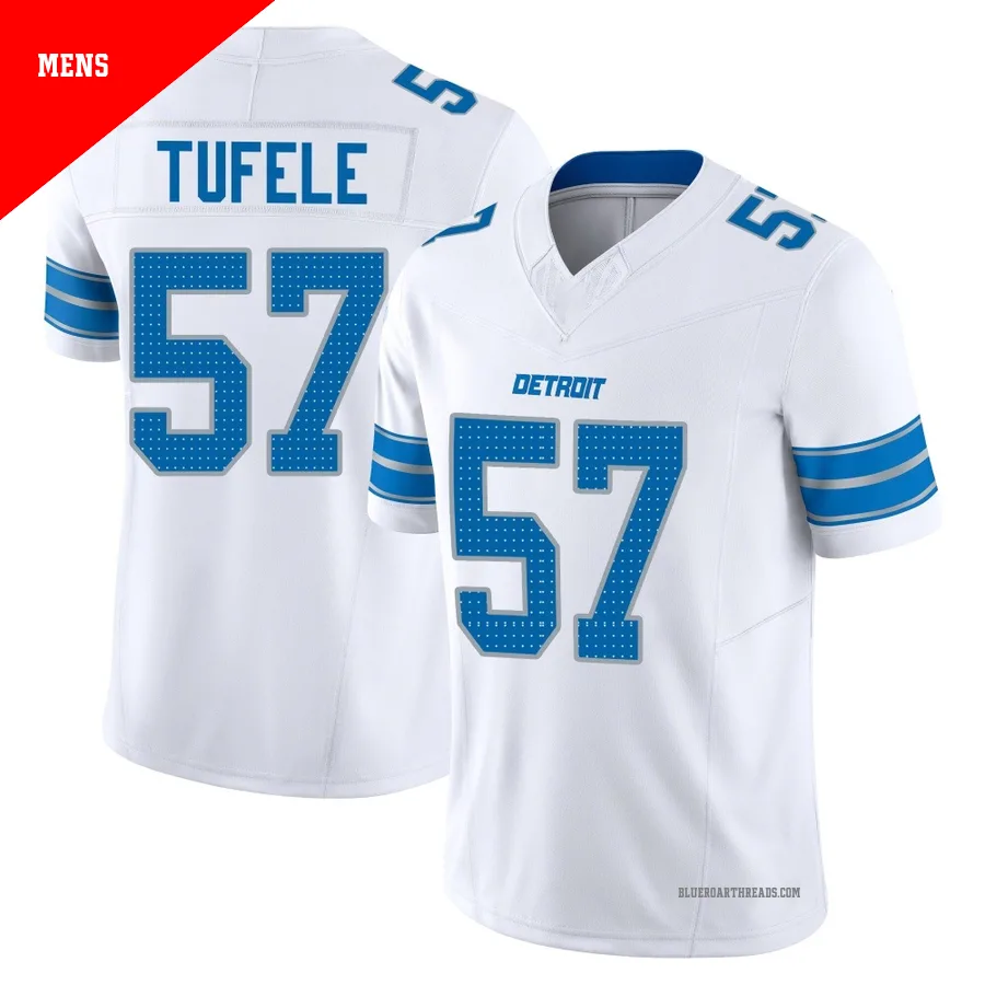 Men's Jay Tufele ＃57 Detroit Lions White Limited Vapor F.U.S.E. 2nd Jersey